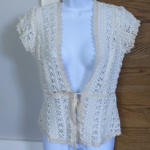Lace tie front jacket.